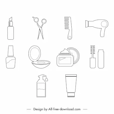 beautiful icons sets flat black white objects sketch