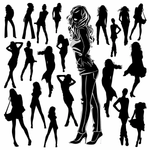 fashion model icons black silhouettes design