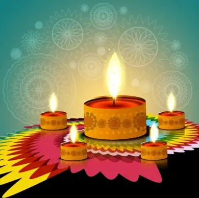 beautiful stylish rangoli happy diwali colorful hindu diya festival background