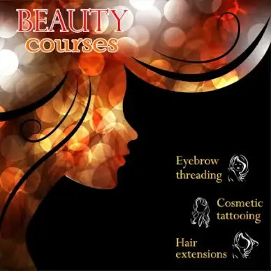 beauty course banners design with bokeh abstract background