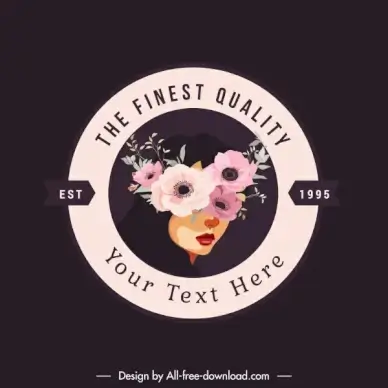 beauty logo template botany woman face mask sketch