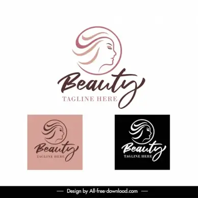 beauty logo template handdrawn lady face