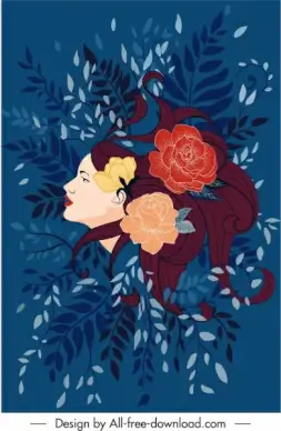 beauty painting floras woman face sketch colorful classic