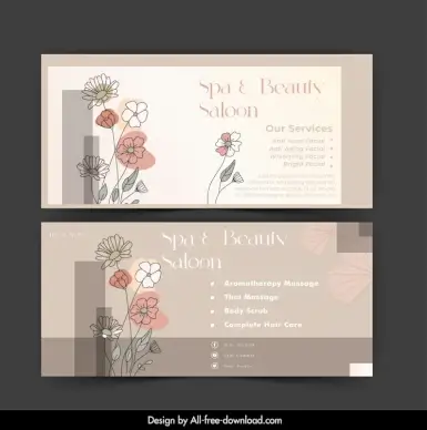 beauty salon banner template elegant classic handdrawn flowers