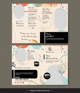 beauty salon brochure template checkered geometry flowers classic