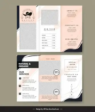 beauty salon brochure template trifold curves checkered classic
