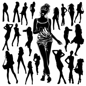 women lifestyle icons black silhouette design
