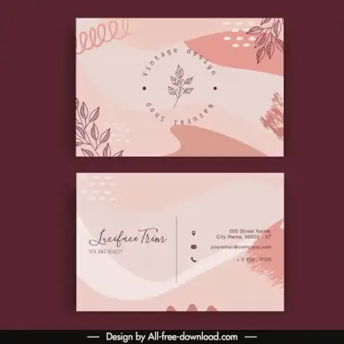beauty spa agency business card templates retro grunge leaves