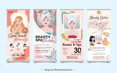 beauty spa salon roll up banner templates collection classic design