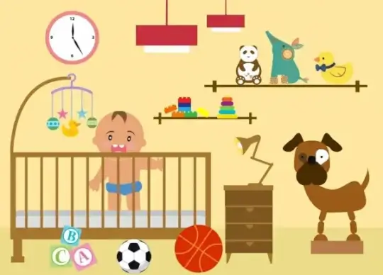 bedroom layout toys decor baby icon