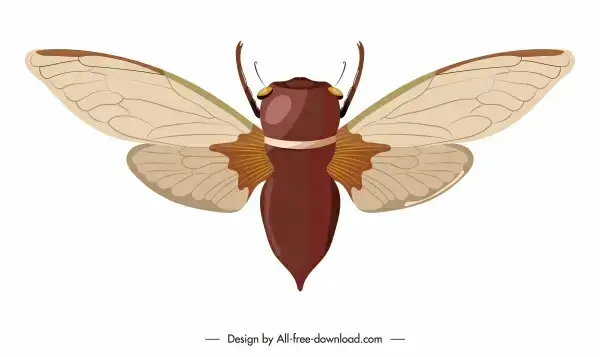 bee insect icon colored flat sketch straighten wings