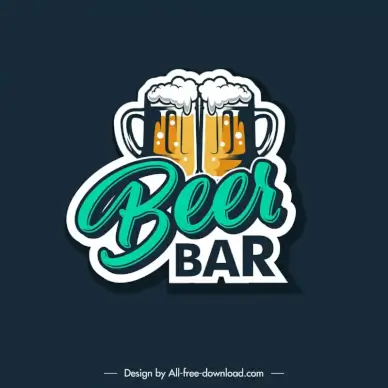 beer bar logo template retro glass contrast