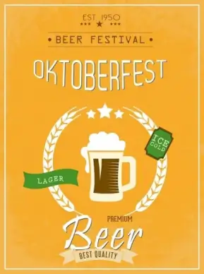 beer festival banner yellow classical design glass icon