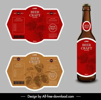 beer label templates flowers decor classic design