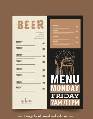 beer menu template dark classic handdrawn