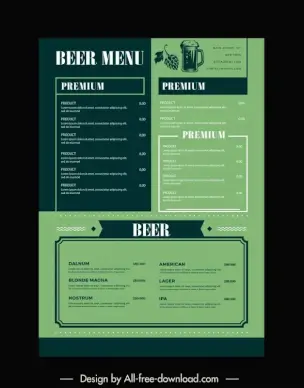 beer menu  template dark elegant classic