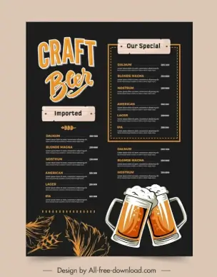beer menu template dark elegant classic