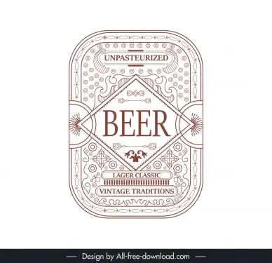 beer vintage label template symmetric design