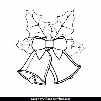 bell christmas icon black white classic outline  