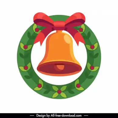 bell wreath christmas design elements flat elegant classical design