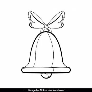 bell xmas icon black white symmetric outline  