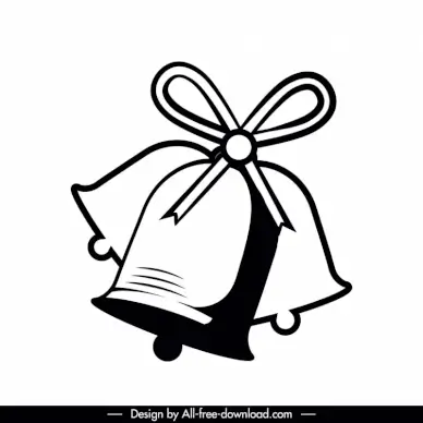 bell xmas icon flat black white outline  