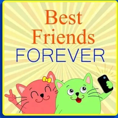 best friend background cute cartoon cats selfies style