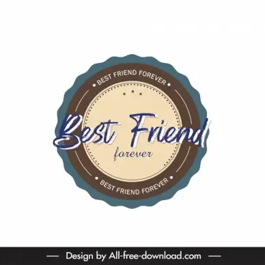 best friend forever stamp template serrated circle sketch