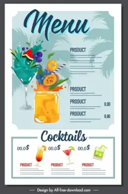 beverage menu template dynamic fruit juice decor