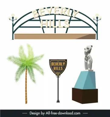 beverly hill design elements elegant symbols sketch