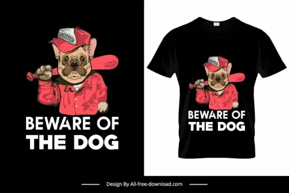 beware of the dog tshirt template funny stylized dog character sketch