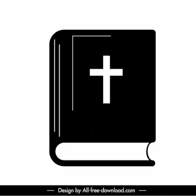bible book icon black white 3d outline