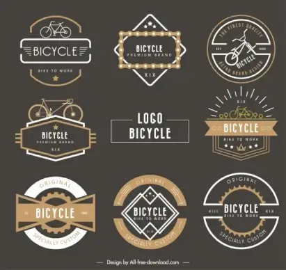 bicycle labels templates classic dark shapes