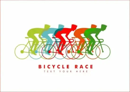 bicycle race banner colorful silhouettes cyclist