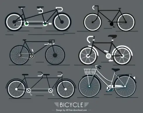 bicycles icons flat shapes sketch