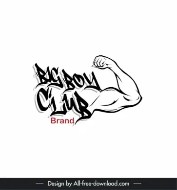 big boys club clothing brand logo handdrawn muscle arm