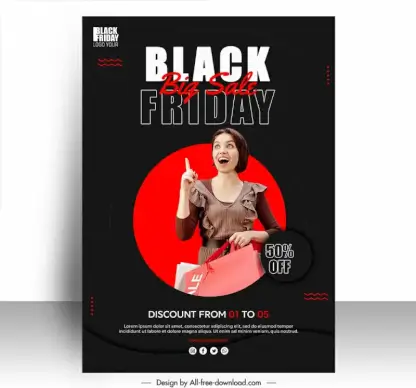 big sale black friday poster  template dynamic modern realistic contrast