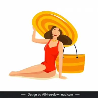 bikini lady design elements cute cartoon