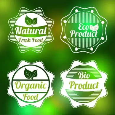 bio product labels sets on bokeh background