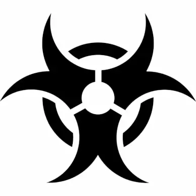 biohazard sign icon flat black white symmetric sketch