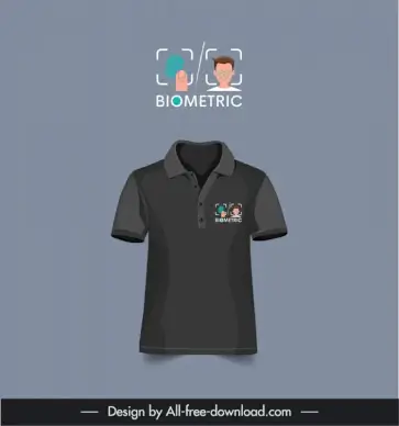 biometric logotype tshirt template modern flat black design 