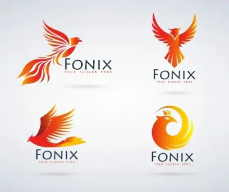 bird logo sets phoenix icon yellow design