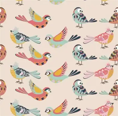 birds illustration on repeat pattern