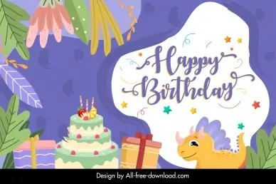 birthday backdrop template cute cartoon jungle elements