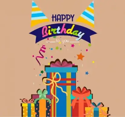 birthday background colorful eventful decoration box icons