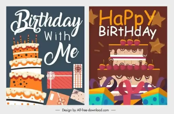 birthday background templates classic cream cakes gifts decor