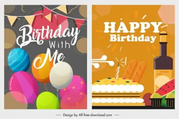 birthday background templates colorful classical emblems decor