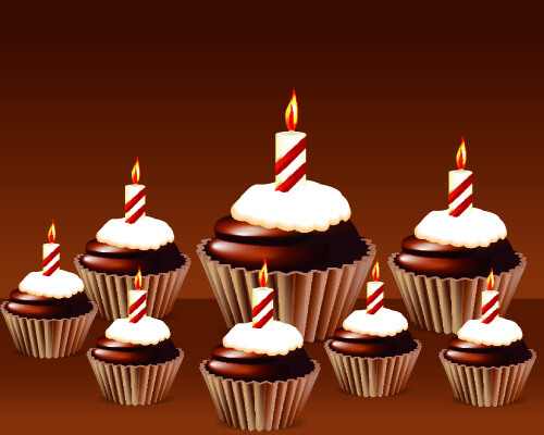birthday cakes and candles vector set