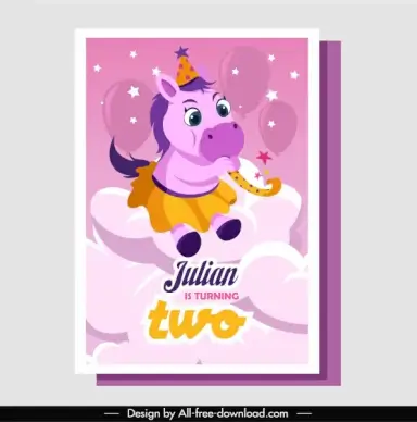 birthday card template cute stylized horse decor