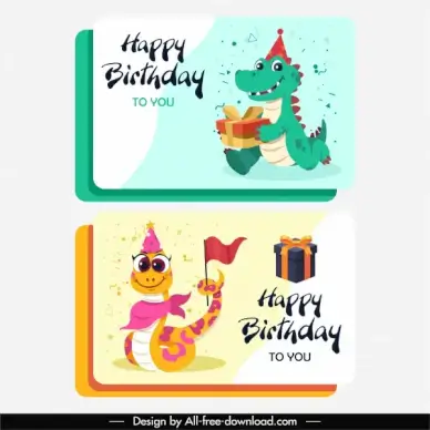 birthday card templates cute alligator snake sketch